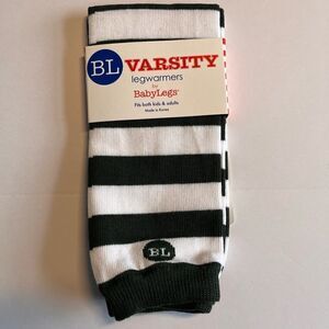 NEW Baby Legs Varsity Legwarmers Forest Green and White Stripes